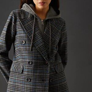 Avec Les Filles Double Breasted Hooded Blazer Coat